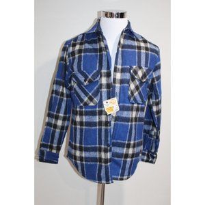 NWT Michael Richards Blue Plaid Flannel Shirt Size S Long Sleeve Button up NOS